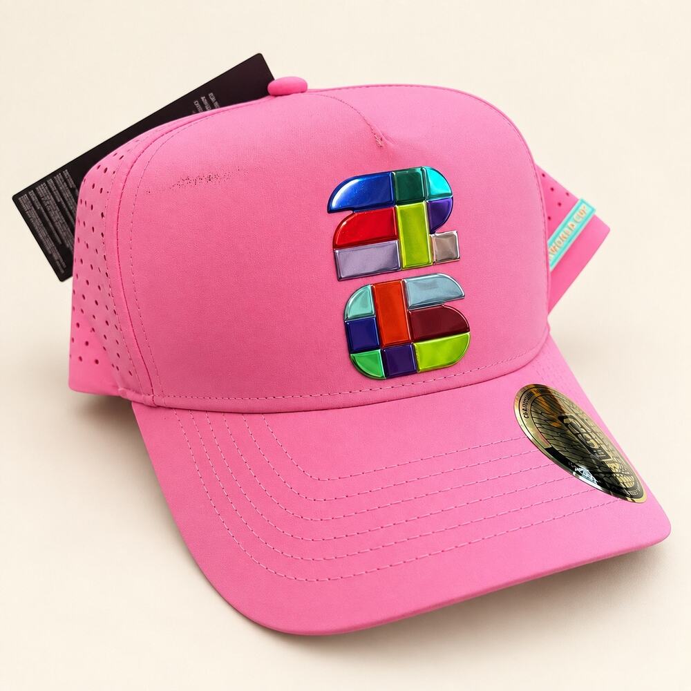 FIFA World Cup 2026 Emblem 26 Logo Premium water resistant cap Pink Curved brim